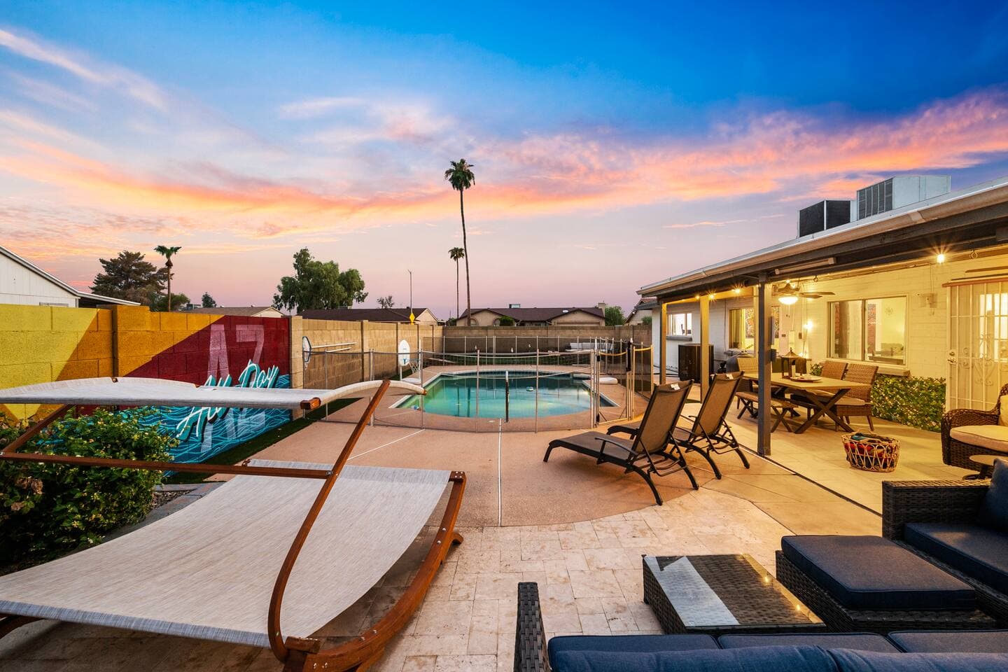 Dive into the crystal-clear waters of Dahlia del Sol's refreshing pool. Whether you're looking to cool off from the summer heat or enjoy a leisurely swim, this pool offers the perfect escape.